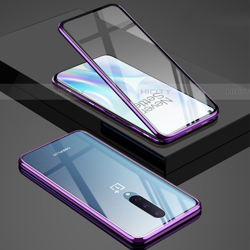 Handyhülle Hülle Luxus Aluminium Metall Rahmen Spiegel 360 Grad Ganzkörper Tasche T02 für OnePlus 8