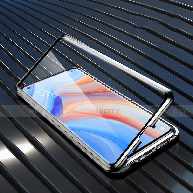 Handyhülle Hülle Luxus Aluminium Metall Rahmen Spiegel 360 Grad Ganzkörper Tasche T02 für Oppo Reno4 Pro 5G groß