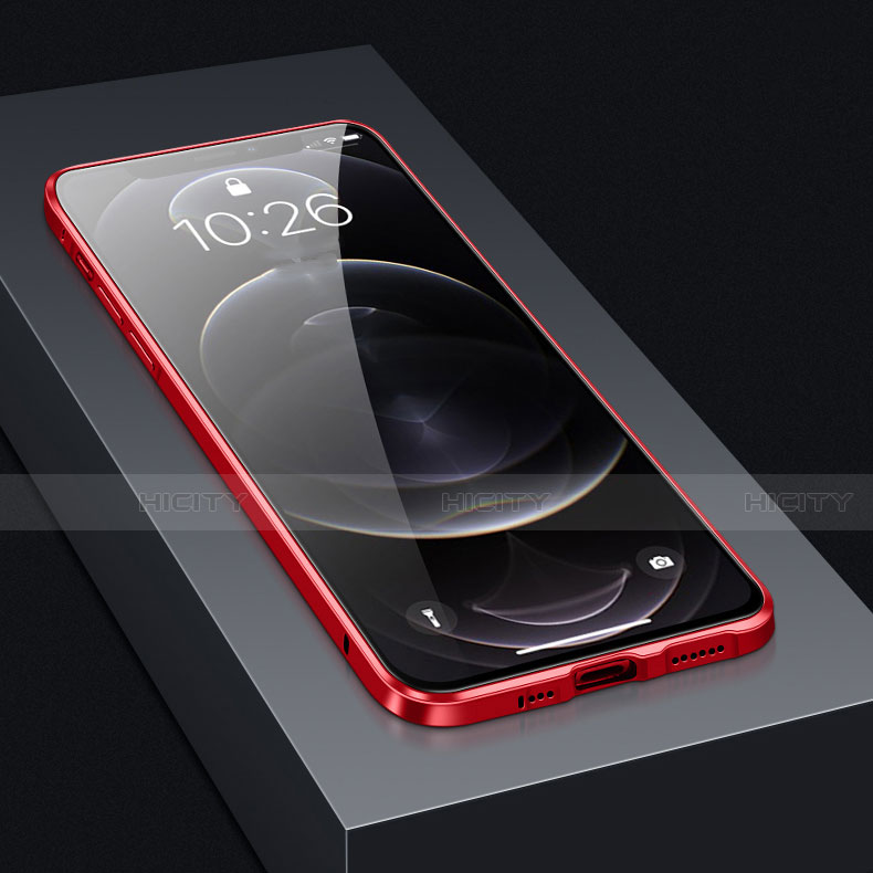 Handyhülle Hülle Luxus Aluminium Metall Rahmen Spiegel 360 Grad Ganzkörper Tasche T03 für Apple iPhone 12 Mini