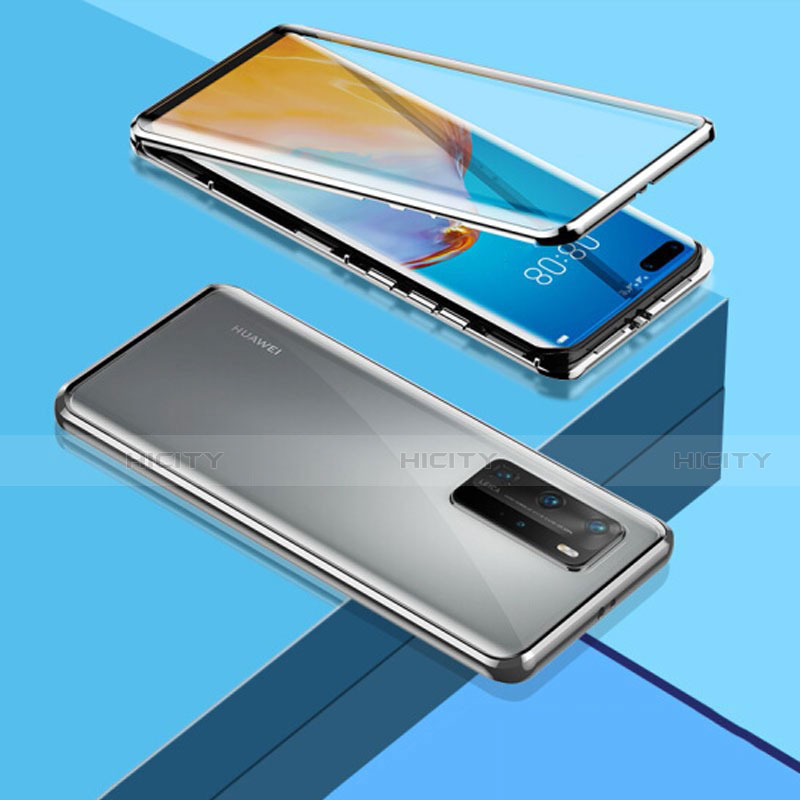 Handyhülle Hülle Luxus Aluminium Metall Rahmen Spiegel 360 Grad Ganzkörper Tasche T03 für Huawei P40 Pro groß