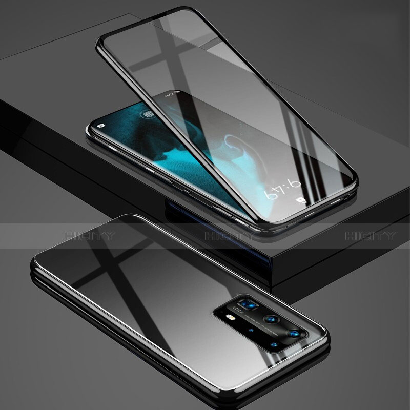 Handyhülle Hülle Luxus Aluminium Metall Rahmen Spiegel 360 Grad Ganzkörper Tasche T03 für Huawei P40 Pro+ Plus groß
