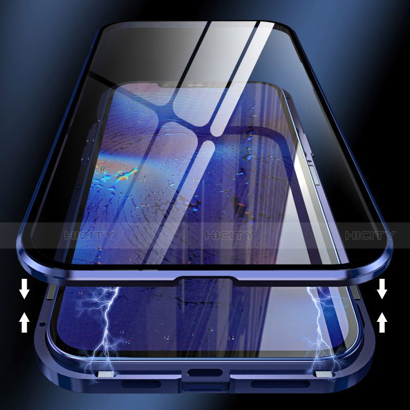 Handyhülle Hülle Luxus Aluminium Metall Rahmen Spiegel 360 Grad Ganzkörper Tasche T04 für Apple iPhone 12