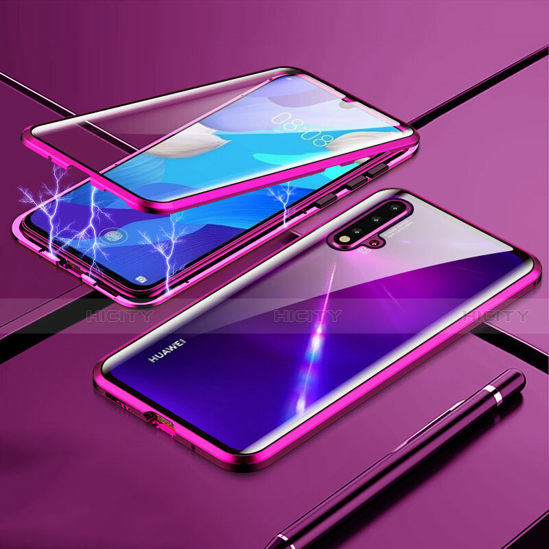 Handyhülle Hülle Luxus Aluminium Metall Rahmen Spiegel 360 Grad Ganzkörper Tasche T04 für Huawei Nova 5 Pro groß