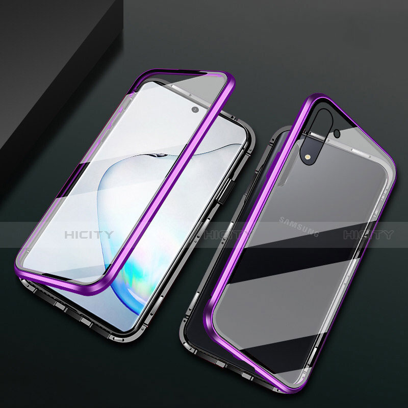 Handyhülle Hülle Luxus Aluminium Metall Rahmen Spiegel 360 Grad Ganzkörper Tasche T04 für Samsung Galaxy Note 10 5G