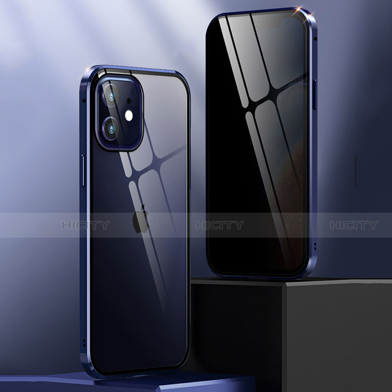 Handyhülle Hülle Luxus Aluminium Metall Rahmen Spiegel 360 Grad Ganzkörper Tasche T05 für Apple iPhone 12