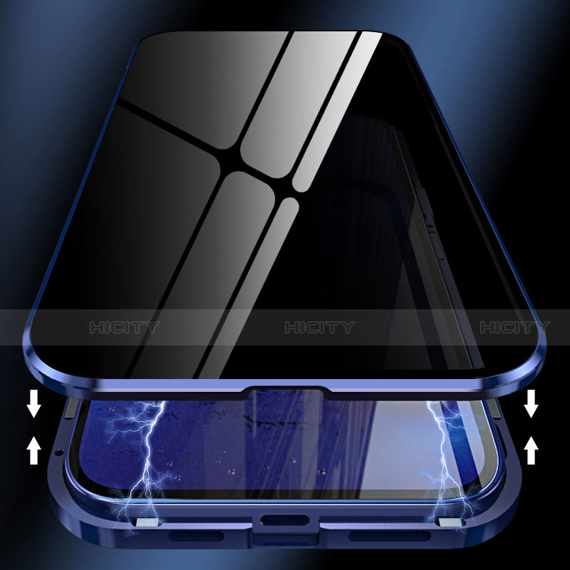 Handyhülle Hülle Luxus Aluminium Metall Rahmen Spiegel 360 Grad Ganzkörper Tasche T05 für Apple iPhone 12