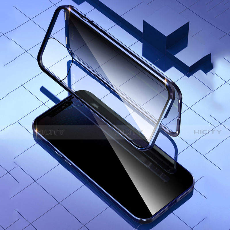 Handyhülle Hülle Luxus Aluminium Metall Rahmen Spiegel 360 Grad Ganzkörper Tasche T05 für Apple iPhone 12 Pro Max