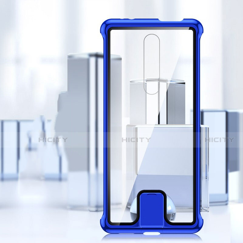 Handyhülle Hülle Luxus Aluminium Metall Rahmen Spiegel 360 Grad Ganzkörper Tasche T05 für Xiaomi Mi 9T groß