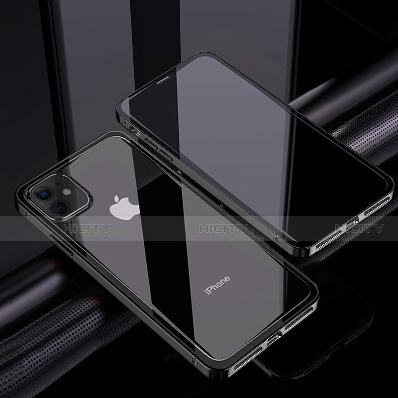 Handyhülle Hülle Luxus Aluminium Metall Rahmen Spiegel 360 Grad Ganzkörper Tasche T06 für Apple iPhone 12 groß