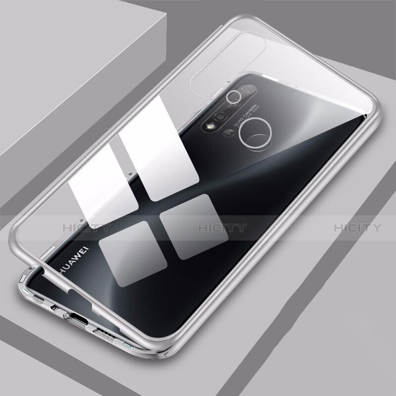 Handyhülle Hülle Luxus Aluminium Metall Rahmen Spiegel 360 Grad Ganzkörper Tasche T06 für Huawei Nova 5i groß
