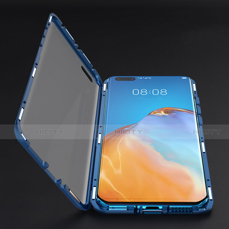 Handyhülle Hülle Luxus Aluminium Metall Rahmen Spiegel 360 Grad Ganzkörper Tasche T06 für Huawei P40 Pro
