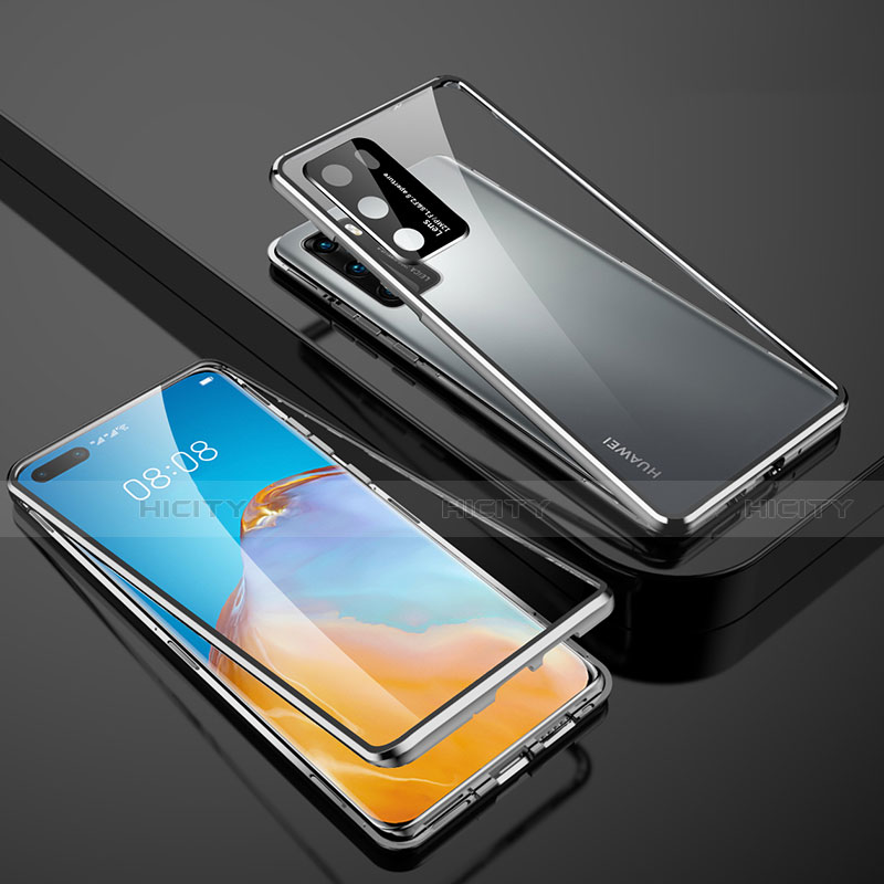 Handyhülle Hülle Luxus Aluminium Metall Rahmen Spiegel 360 Grad Ganzkörper Tasche T07 für Huawei P40 groß