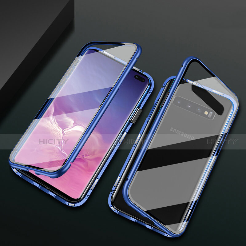 Handyhülle Hülle Luxus Aluminium Metall Rahmen Spiegel 360 Grad Ganzkörper Tasche T08 für Samsung Galaxy S10 Plus
