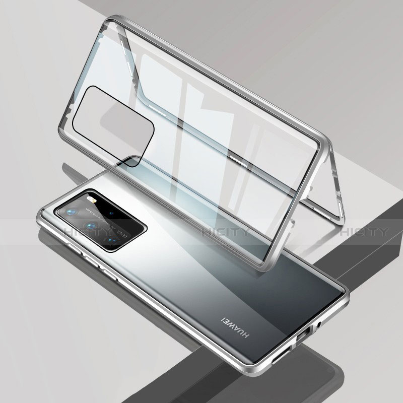 Handyhülle Hülle Luxus Aluminium Metall Rahmen Spiegel 360 Grad Ganzkörper Tasche T09 für Huawei P40 Pro