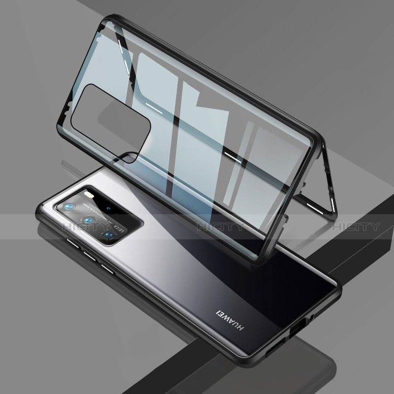 Handyhülle Hülle Luxus Aluminium Metall Rahmen Spiegel 360 Grad Ganzkörper Tasche T09 für Huawei P40 Pro