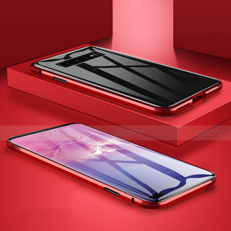 Handyhülle Hülle Luxus Aluminium Metall Rahmen Spiegel 360 Grad Ganzkörper Tasche T09 für Samsung Galaxy S10 Plus groß