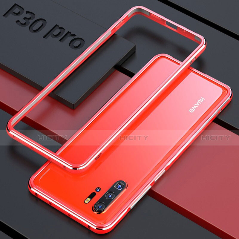 Handyhülle Hülle Luxus Aluminium Metall Rahmen Spiegel 360 Grad Tasche für Huawei P30 Pro New Edition Rot