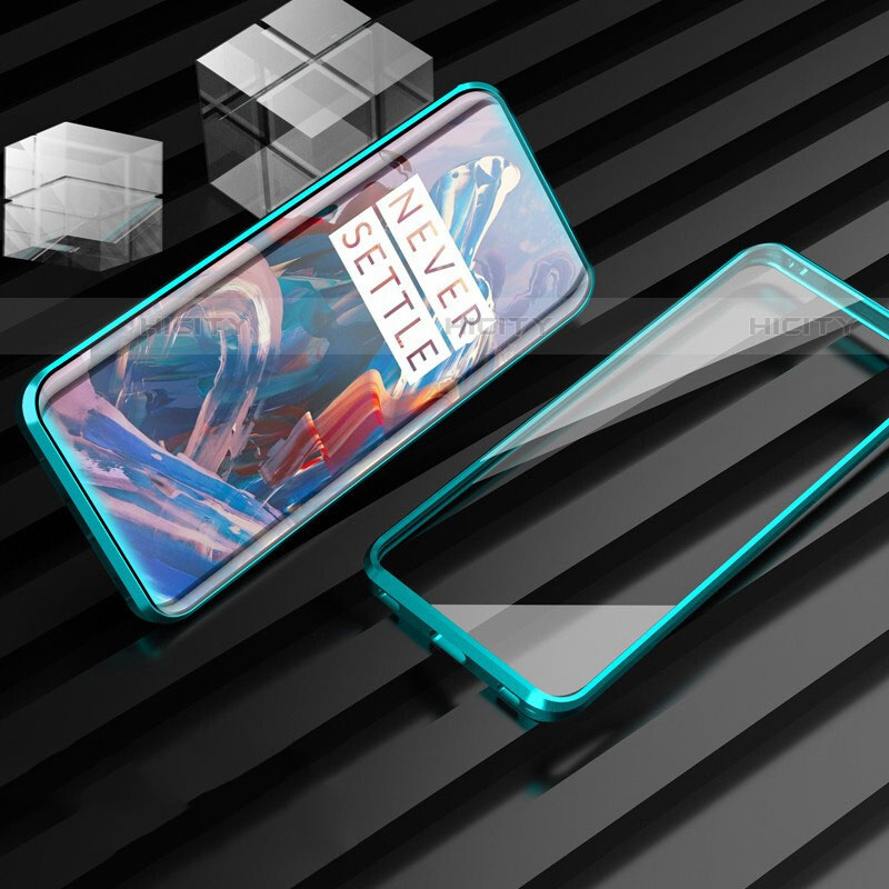 Handyhülle Hülle Luxus Aluminium Metall Rahmen Spiegel 360 Grad Tasche für OnePlus 7T Grün