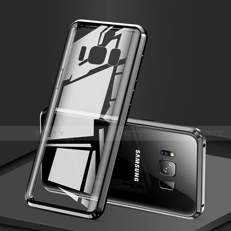 Handyhülle Hülle Luxus Aluminium Metall Rahmen Spiegel 360 Grad Tasche für Samsung Galaxy S8 Plus Schwarz Plus
