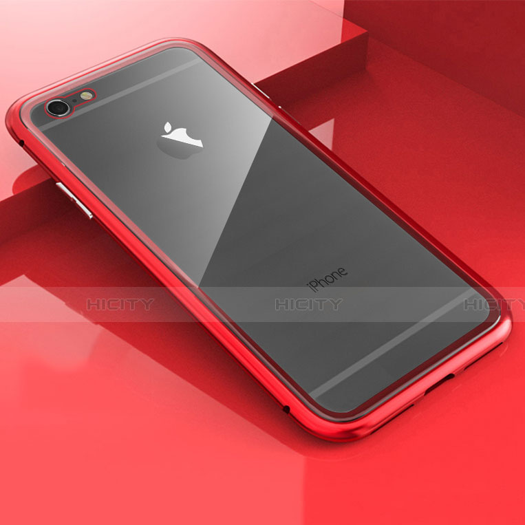 Handyhülle Hülle Luxus Aluminium Metall Rahmen Spiegel 360 Grad Tasche M01 für Apple iPhone 6S Rot Plus