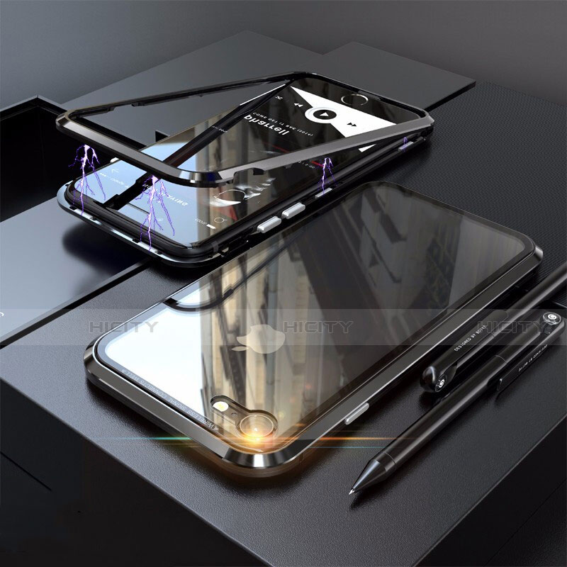 Handyhülle Hülle Luxus Aluminium Metall Rahmen Spiegel 360 Grad Tasche M01 für Apple iPhone 7 groß