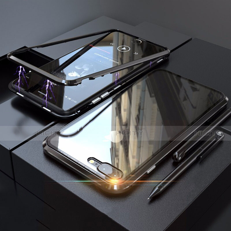 Handyhülle Hülle Luxus Aluminium Metall Rahmen Spiegel 360 Grad Tasche M01 für Apple iPhone 8 Plus groß