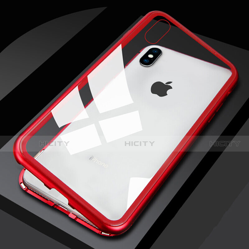 Handyhülle Hülle Luxus Aluminium Metall Rahmen Spiegel 360 Grad Tasche M01 für Apple iPhone Xs