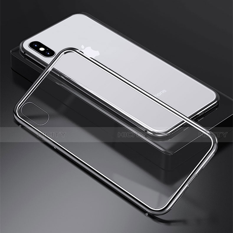 Handyhülle Hülle Luxus Aluminium Metall Rahmen Spiegel 360 Grad Tasche M01 für Apple iPhone Xs Max groß