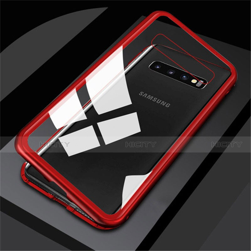 Handyhülle Hülle Luxus Aluminium Metall Rahmen Spiegel 360 Grad Tasche M01 für Samsung Galaxy S10 5G Rot Plus