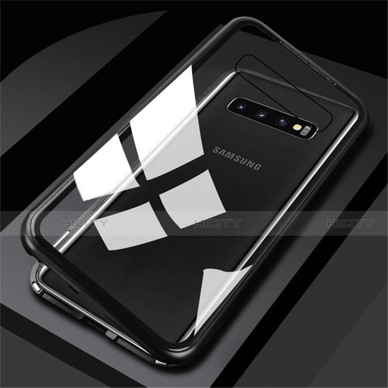 Handyhülle Hülle Luxus Aluminium Metall Rahmen Spiegel 360 Grad Tasche M01 für Samsung Galaxy S10 5G Schwarz Plus