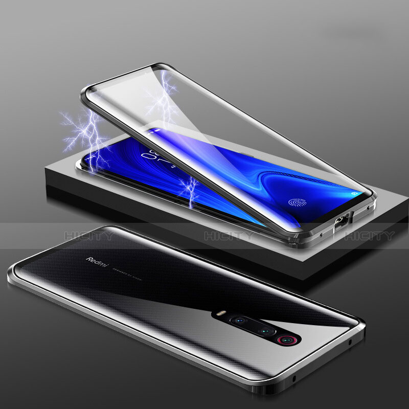 Handyhülle Hülle Luxus Aluminium Metall Rahmen Spiegel 360 Grad Tasche M01 für Xiaomi Redmi K20 Pro Schwarz Plus