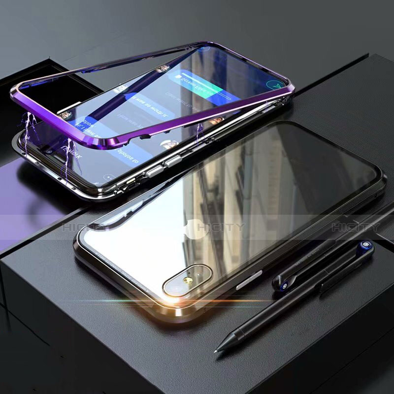 Handyhülle Hülle Luxus Aluminium Metall Rahmen Spiegel 360 Grad Tasche M02 für Apple iPhone X