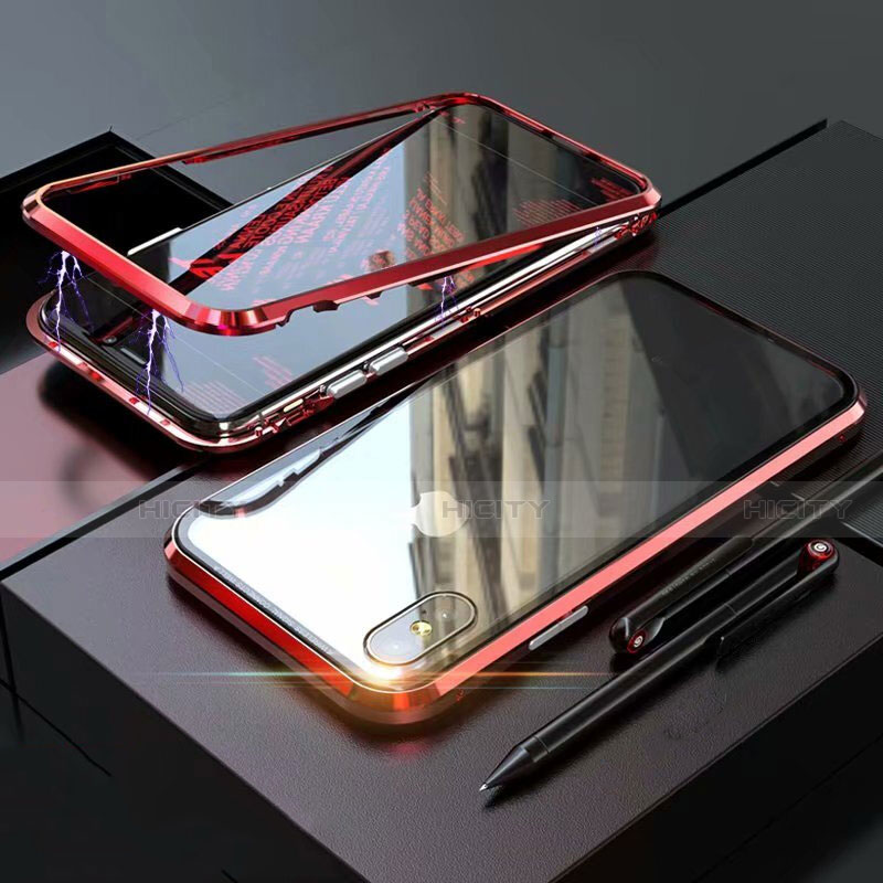 Handyhülle Hülle Luxus Aluminium Metall Rahmen Spiegel 360 Grad Tasche M02 für Apple iPhone Xs Max groß