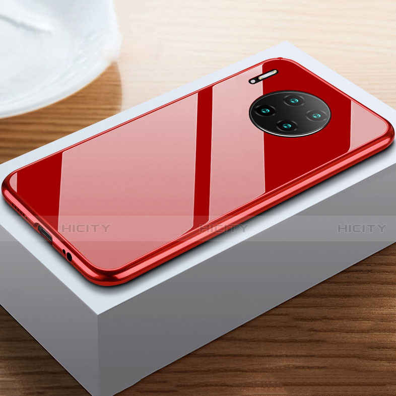 Handyhülle Hülle Luxus Aluminium Metall Rahmen Spiegel 360 Grad Tasche M02 für Huawei Mate 30 Pro Rot Plus