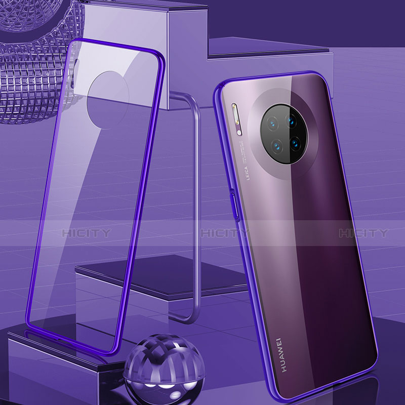 Handyhülle Hülle Luxus Aluminium Metall Rahmen Spiegel 360 Grad Tasche M03 für Huawei Mate 30 Violett