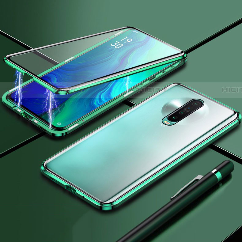 Handyhülle Hülle Luxus Aluminium Metall Rahmen Spiegel 360 Grad Tasche M04 für Xiaomi Poco X2 Grün