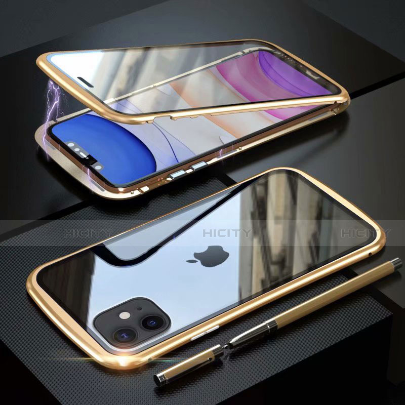 Handyhülle Hülle Luxus Aluminium Metall Rahmen Spiegel 360 Grad Tasche M07 für Apple iPhone 11