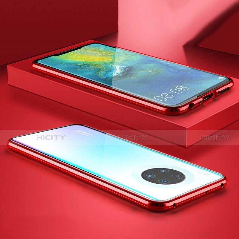 Handyhülle Hülle Luxus Aluminium Metall Rahmen Spiegel 360 Grad Tasche M07 für Huawei Mate 30 5G Rot