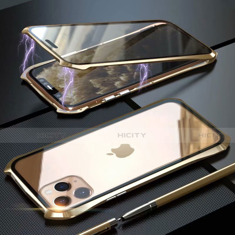 Handyhülle Hülle Luxus Aluminium Metall Rahmen Spiegel 360 Grad Tasche M10 für Apple iPhone 11 Pro Max groß