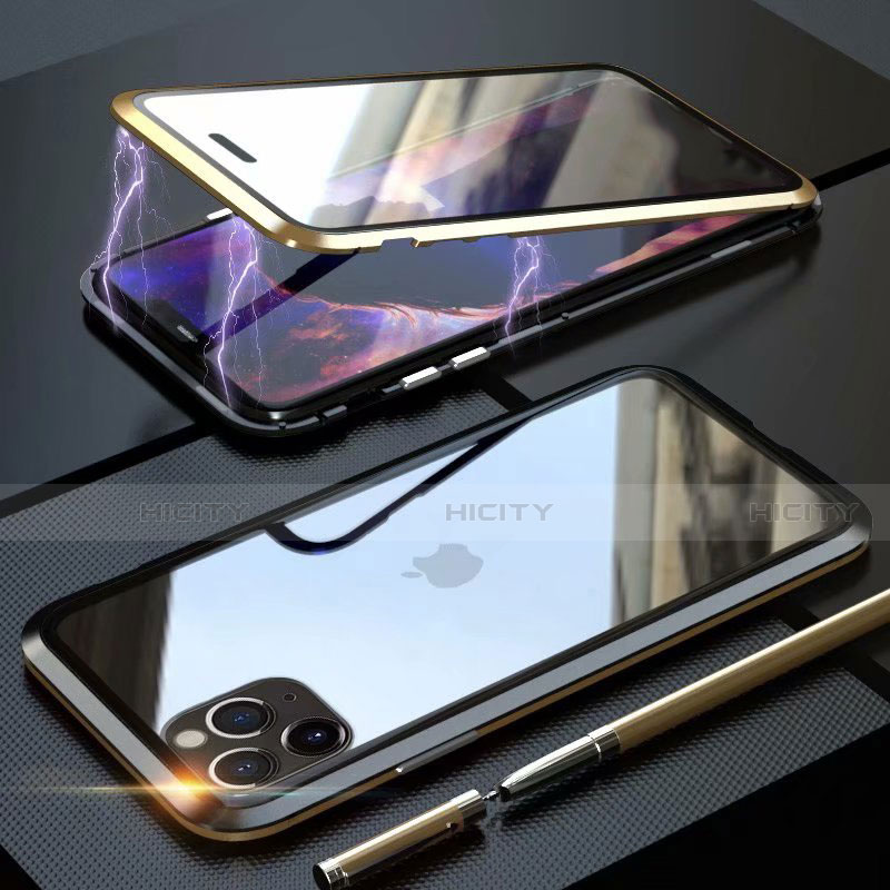 Handyhülle Hülle Luxus Aluminium Metall Rahmen Spiegel 360 Grad Tasche M12 für Apple iPhone 11 Pro Max groß