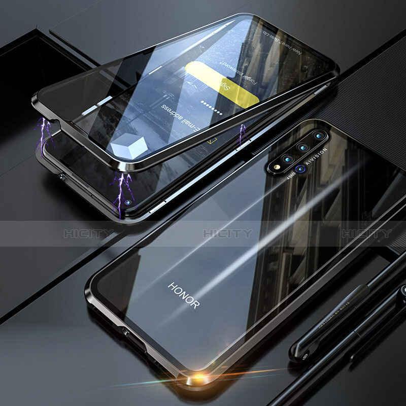 Handyhülle Hülle Luxus Aluminium Metall Rahmen Spiegel 360 Grad Tasche T01 für Huawei Honor 20 groß