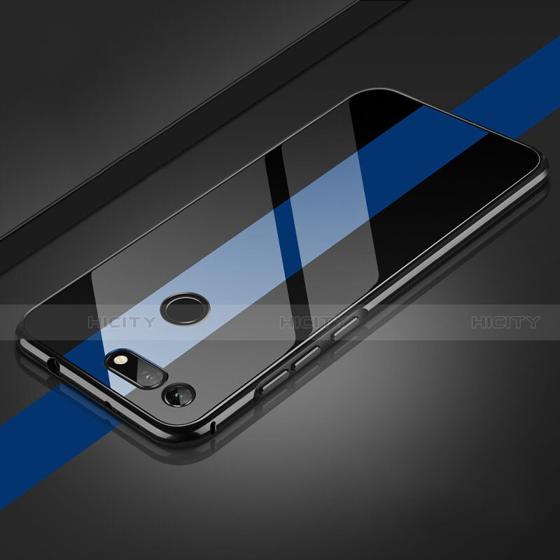 Handyhülle Hülle Luxus Aluminium Metall Rahmen Spiegel 360 Grad Tasche T01 für Huawei Honor V20 Blau