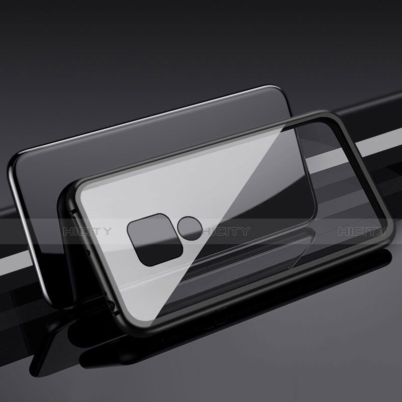 Handyhülle Hülle Luxus Aluminium Metall Rahmen Spiegel 360 Grad Tasche T01 für Huawei Mate 20 Schwarz Plus