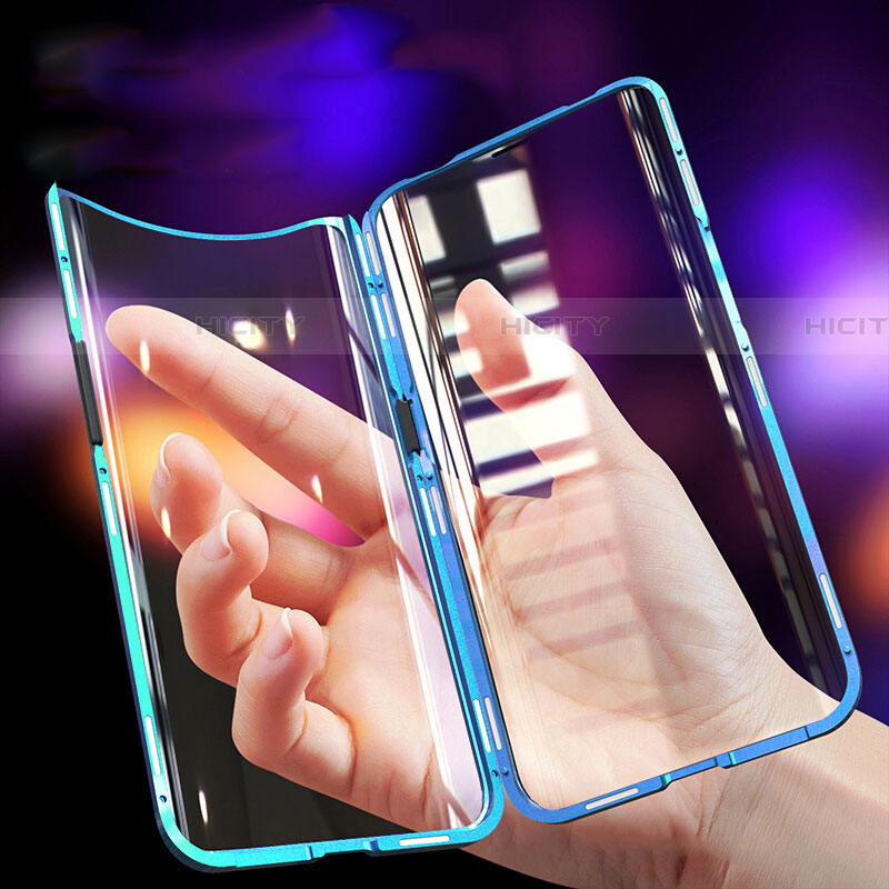 Handyhülle Hülle Luxus Aluminium Metall Rahmen Spiegel 360 Grad Tasche T01 für Oppo Find X groß