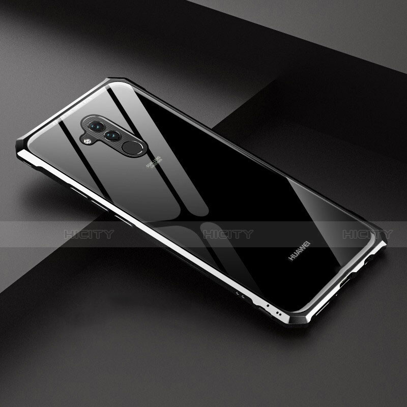 Handyhülle Hülle Luxus Aluminium Metall Rahmen Spiegel 360 Grad Tasche T02 für Huawei Mate 20 Lite Schwarz