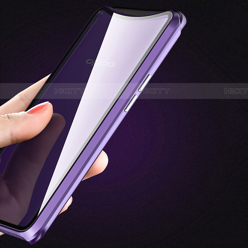 Handyhülle Hülle Luxus Aluminium Metall Rahmen Spiegel 360 Grad Tasche T02 für Oppo Find X groß