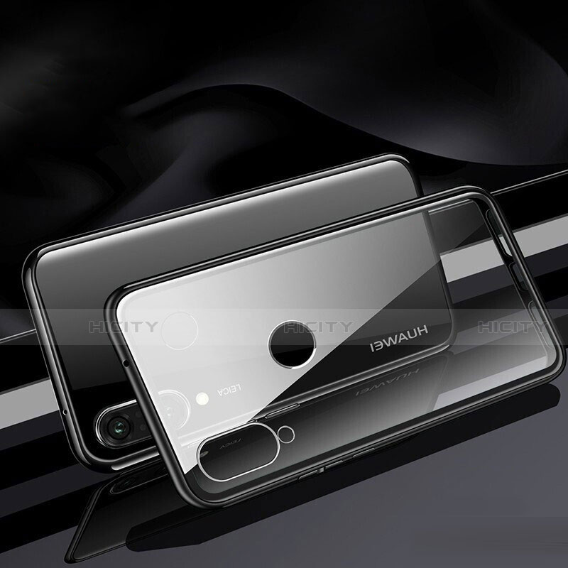 Handyhülle Hülle Luxus Aluminium Metall Rahmen Spiegel 360 Grad Tasche T04 für Huawei Nova 4e Schwarz