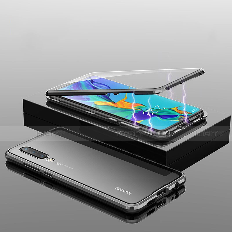 Handyhülle Hülle Luxus Aluminium Metall Rahmen Spiegel 360 Grad Tasche T04 für Huawei P30 groß