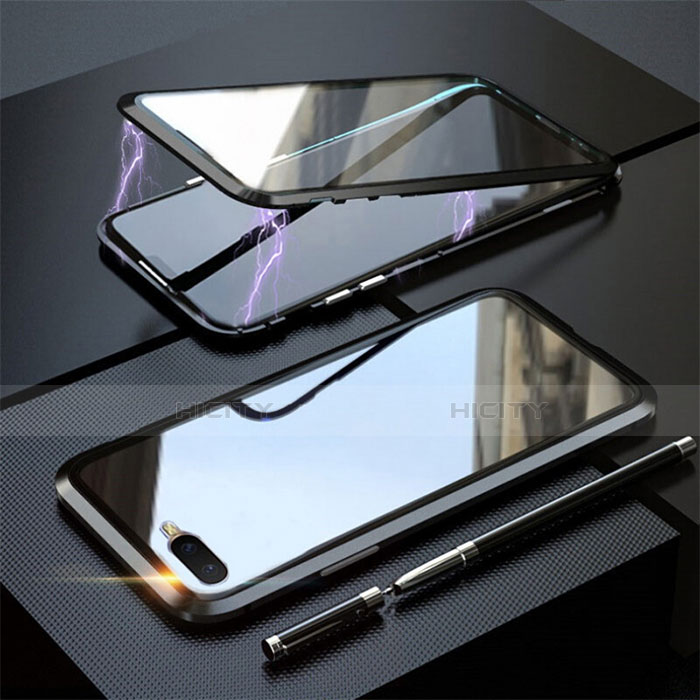 Handyhülle Hülle Luxus Aluminium Metall Rahmen Spiegel 360 Grad Tasche T05 für Oppo R15X groß