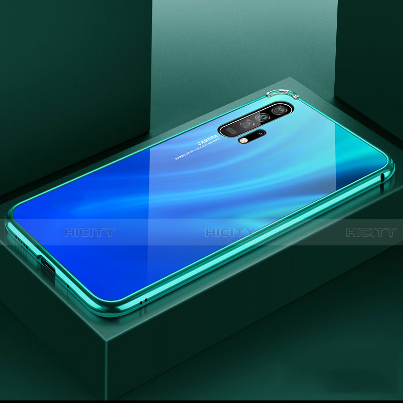 Handyhülle Hülle Luxus Aluminium Metall Rahmen Spiegel 360 Grad Tasche T07 für Huawei Honor 20 Pro Grün Plus
